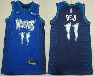 Men%27s Minnesota Timberwolves #11 Naz Reid Blue Black City Edition Swingman Stitched Jersey->florida state seminoles->NCAA Jersey